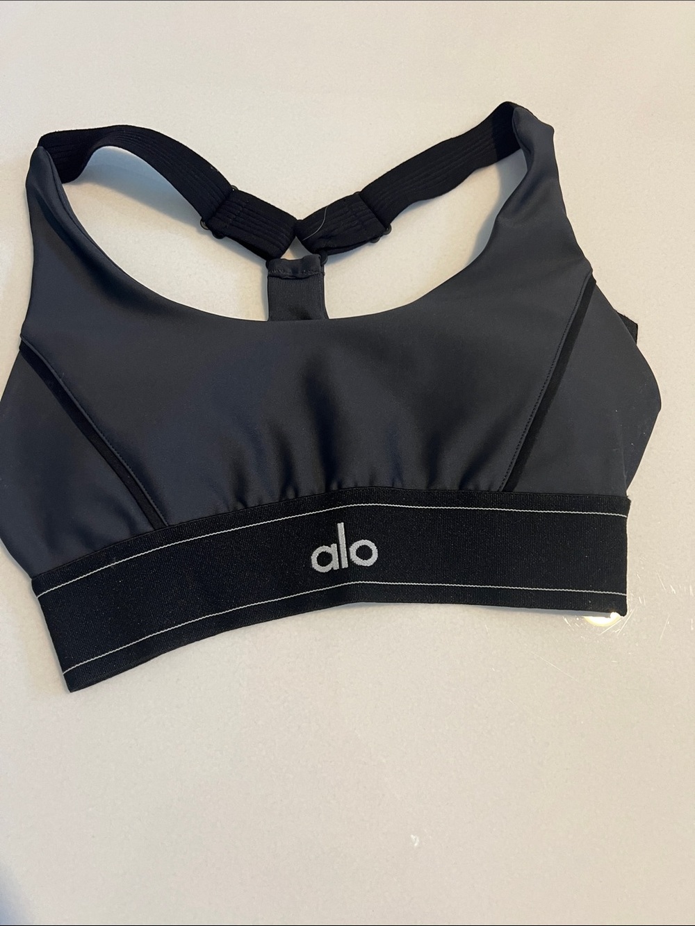 ALO Yoga Black Women's Swim Bikini Top or workout bra with Thick Underband